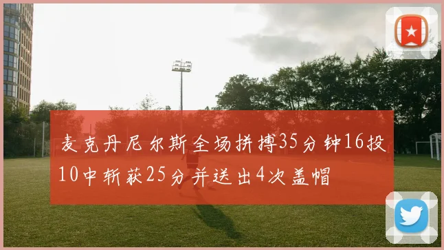麦克丹尼尔斯全场拼搏35分钟16投10中斩获25分并送出4次盖帽